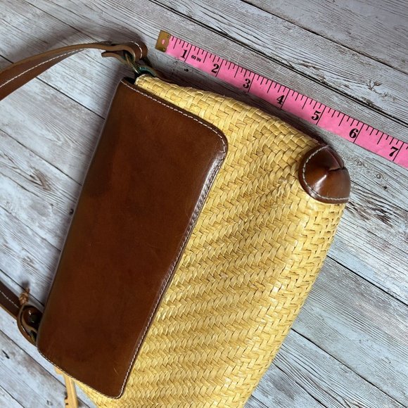 Fossil Straw Woven Shoulder Bag Brown Leather - Picture 11 of 12